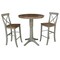International Concepts Round 36 in Rd Extension Dining Table, 2 X-Back Bar Height Stools, Hickory/Stone, 36 W, 48 L, Wood K41-36RXT-27B-S6133-2 - alternate 1